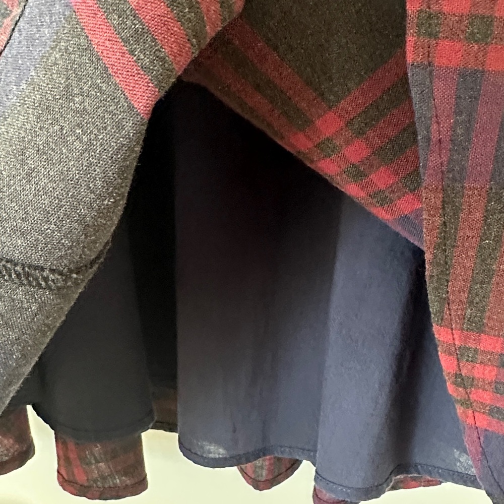 Anthropologie Denim Sailor Skirt Plaid A-Line Red NavyGrey - Picture 11 of 11